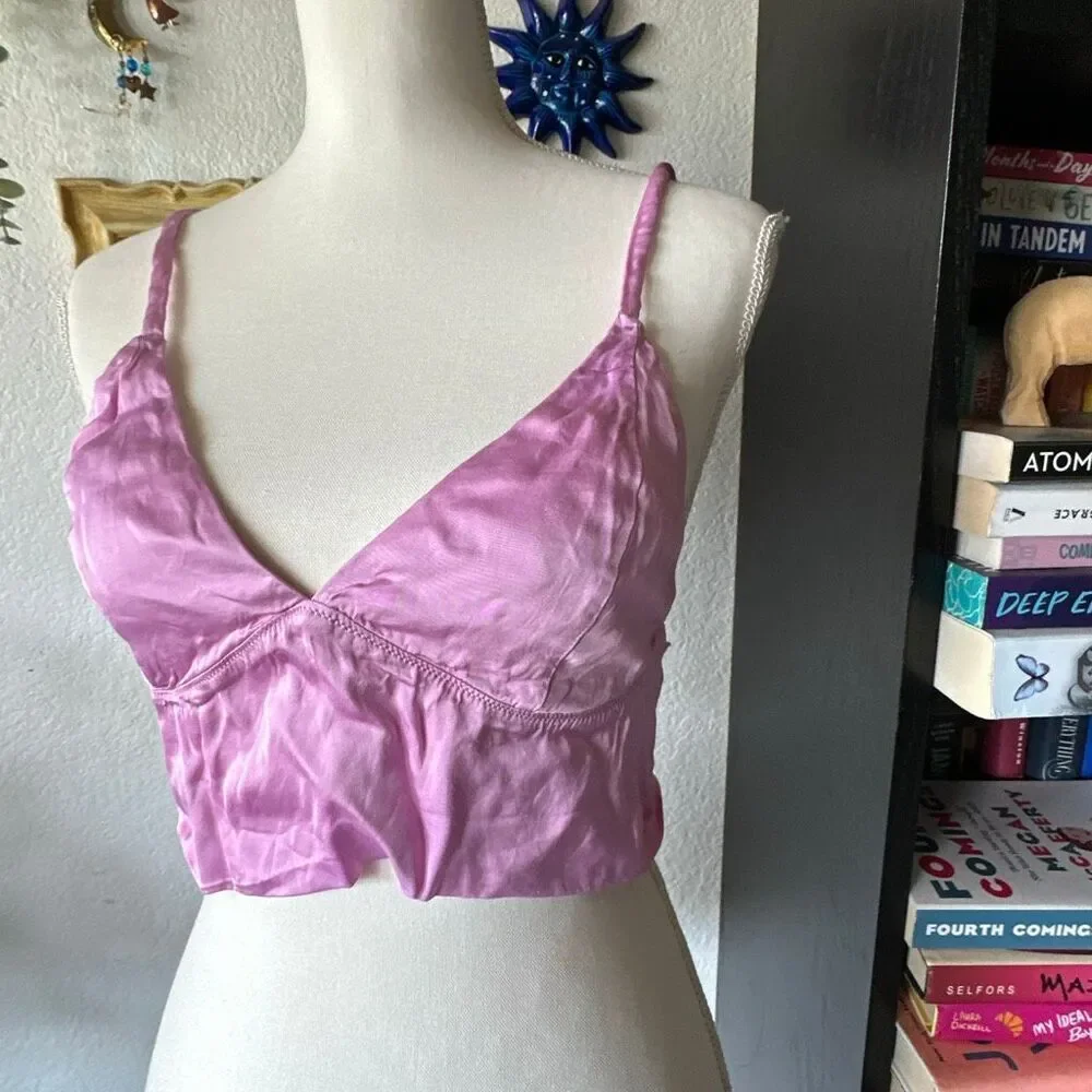 Aerie Size Large Pink Satin Bra top